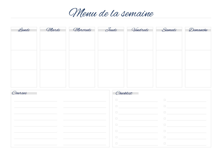 Menu de la semaine aimanté pour frigo Astra Velora